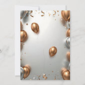 Invitation Ballons d'or et d'argent rose fête du Nouvel An (Dos)