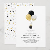 Invitation Ballons d'or et de noir Parti de retraite moderne (Devant / Derrière)