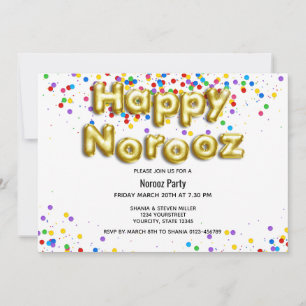 Invitation Ballons d'or Joyeux Norooz Perse Nouvel An