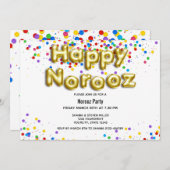 Invitation Ballons d'or Joyeux Norooz Perse Nouvel An (Devant / Derrière)