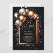 Invitation Ballons d'or noir et Rose 90e anniversaire (Devant)