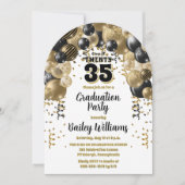 Invitation Ballons d'or noir fête de graduation (Devant)