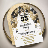 Invitation Ballons d'or noir fête de graduation