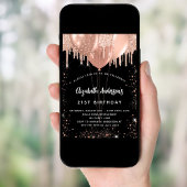 Invitation Ballons d'or noir rose