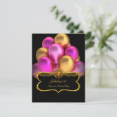Invitation Ballons d'or noir rose fabuleux Ballons d'annivers (Debout devant)