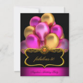 Invitation Ballons d'or noir rose fabuleux Ballons d'annivers (Devant)