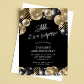 Invitation Ballons d'or noir Surprise 50e anniversaire