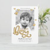 Invitation Ballons d'or pour garçon d'anniversaire Texte phot (Debout devant)