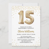 Invitation Ballons d'or | Quinceanera 15e fête d'anniversaire (Devant)