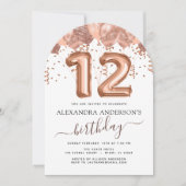 Invitation Ballons d'or rose 12e anniversaire Confetti (Devant)