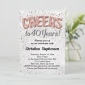 Invitation Ballons d'or rose à la fête 40 ans 40e anniversair (Debout devant)