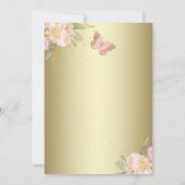 Invitation Ballons d'or rose Baby shower papillon (Dos)