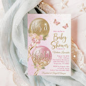 Invitation Ballons d'or rose Baby shower papillon