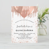 Invitation Ballons d'or rose blanc Quinceanera (Debout devant)