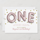 Invitation Ballons d'or rose Confetti 1er anniversaire (Devant)