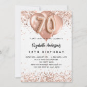 Invitation Ballons d'or rose de 70e anniversaire blanc luxe (Devant)