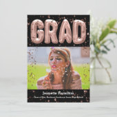 Invitation Ballons d'or rose Pink Confetti Girls Graduation (Debout devant)