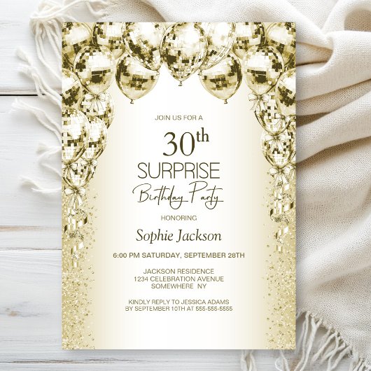 Invitation Ballons d'or Surprise 30e anniversaire