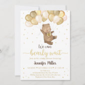 Invitation Ballons d'or Teddy Bear Baby shower neutre Invit (Devant)