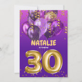 Invitation Ballons d'or violet 30ème anniversaire (Devant)