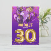 Invitation Ballons d'or violet 30ème anniversaire (Debout devant)