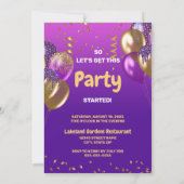 Invitation Ballons d'or violet chic 60e anniversaire (Dos)