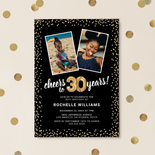 Invitation Ballons Dorés 2 Photo 30e Anniversaire 