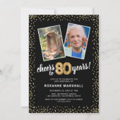Invitation Ballons Dorés 2 Photo 80e Anniversaire  (Devant)