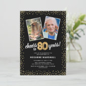 Invitation Ballons Dorés 2 Photo 80e Anniversaire  (Debout devant)