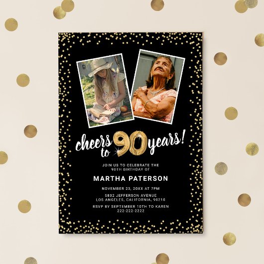 Invitation Ballons Dorés 2 Photo 90e Anniversaire