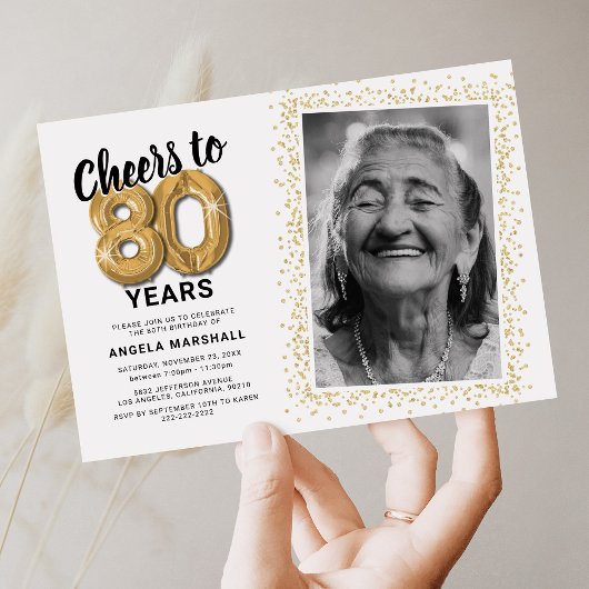 Invitation Ballons Dorés 80e Anniversaire