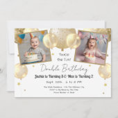 Invitation Ballons dorés Double Anniversaire Or Enfants Fête (Devant)