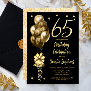 Invitation Ballons dorés élégants pour une fête d'anniversair