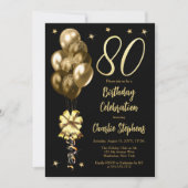 Invitation Ballons dorés élégants sur une fête d'anniversaire (Devant)