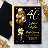Invitation Ballons dorés élégants sur une fête d'anniversaire