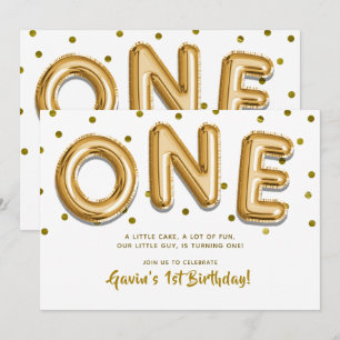Invitation Ballons dorés et confettis pour la fête du premier