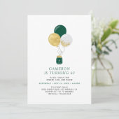 Invitation Ballons Dorés et Verts Fête d'Anniversaire Moderne (Debout devant)