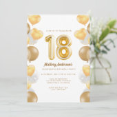 Invitation Ballons Dorés Fête d'anniversaire 18 ans (Debout devant)