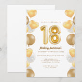 Invitation Ballons Dorés Fête d'anniversaire 18 ans (Devant / Derrière)