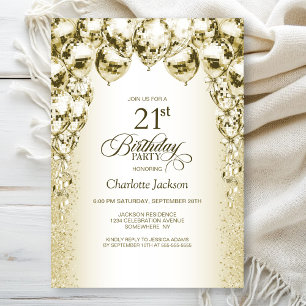 Invitation Ballons Dorés Fête d'anniversaire 21 ans