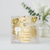 Invitation Ballons dorés flocon de neige champagne pour fête  (Debout devant)