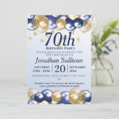 Invitation Ballons dorés navys pour les 70 ans (Debout devant)