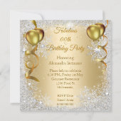 Invitation Ballons dorés pour fête d'anniversaire flocon de n (Dos)