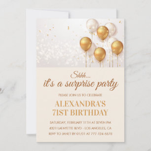 Invitation Ballons Dorés Surprise 71e anniversaire