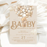 Invitation Ballons d'ours Baby shower d'attente précoce<br><div class="desc">Un petit ours est en route ? Bien sûr,  vous allez fêter ça ! Ce design Bear Balloons "We Can Bearly Wait" vous aide à planifier un grand Baby shower neutre pour le genre !</div>