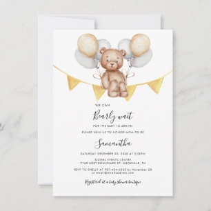 Invitation Ballons d'ours Baby shower moderne