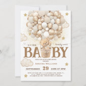 Invitation Ballons d'ours Bearly Wait Boho Baby shower blanc (Devant)