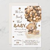 Invitation Ballons d'ours bébé garçon douche (Devant / Derrière)