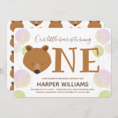 Invitation Ballons d'ours Bébé premier anniversaire (Devant / Derrière)