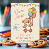 Invitation Ballons d'ours de charme Pastel Party